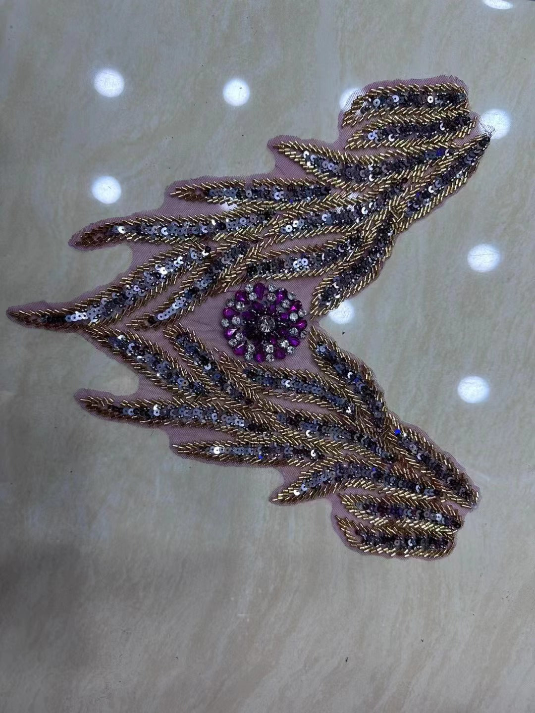 Multicolor Hand-Beading Lace Trim with Crystal Glass Rhinestones & Seed Beads – Embellished DIY Appliqué for Wedding Dresses, Evening Gowns, Qipao & Bridal Fashion Sewing Projects - Image 10