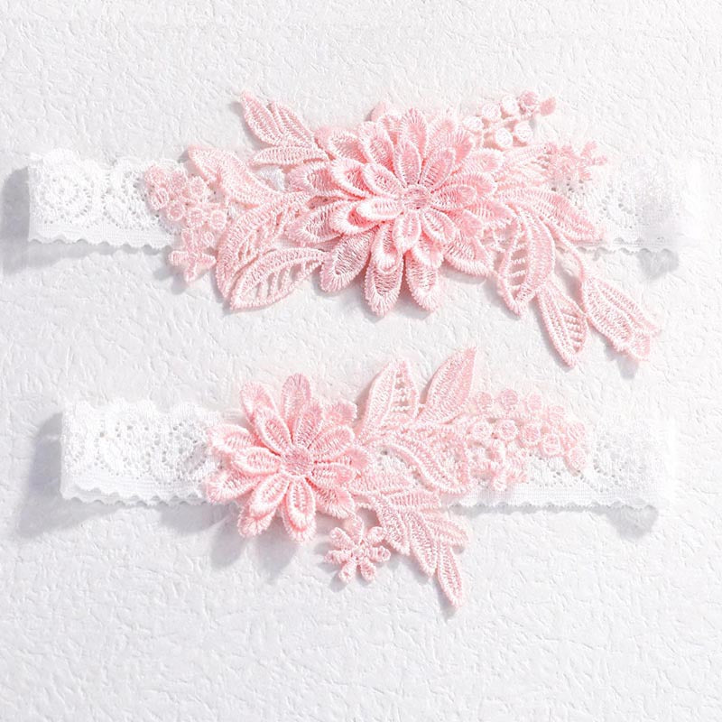 Bridal Garter Set, Light Blue 3d Flower Lace Garter Belt, Stretch Elastic Non-slip Wedding Garter For Bride - Image 7