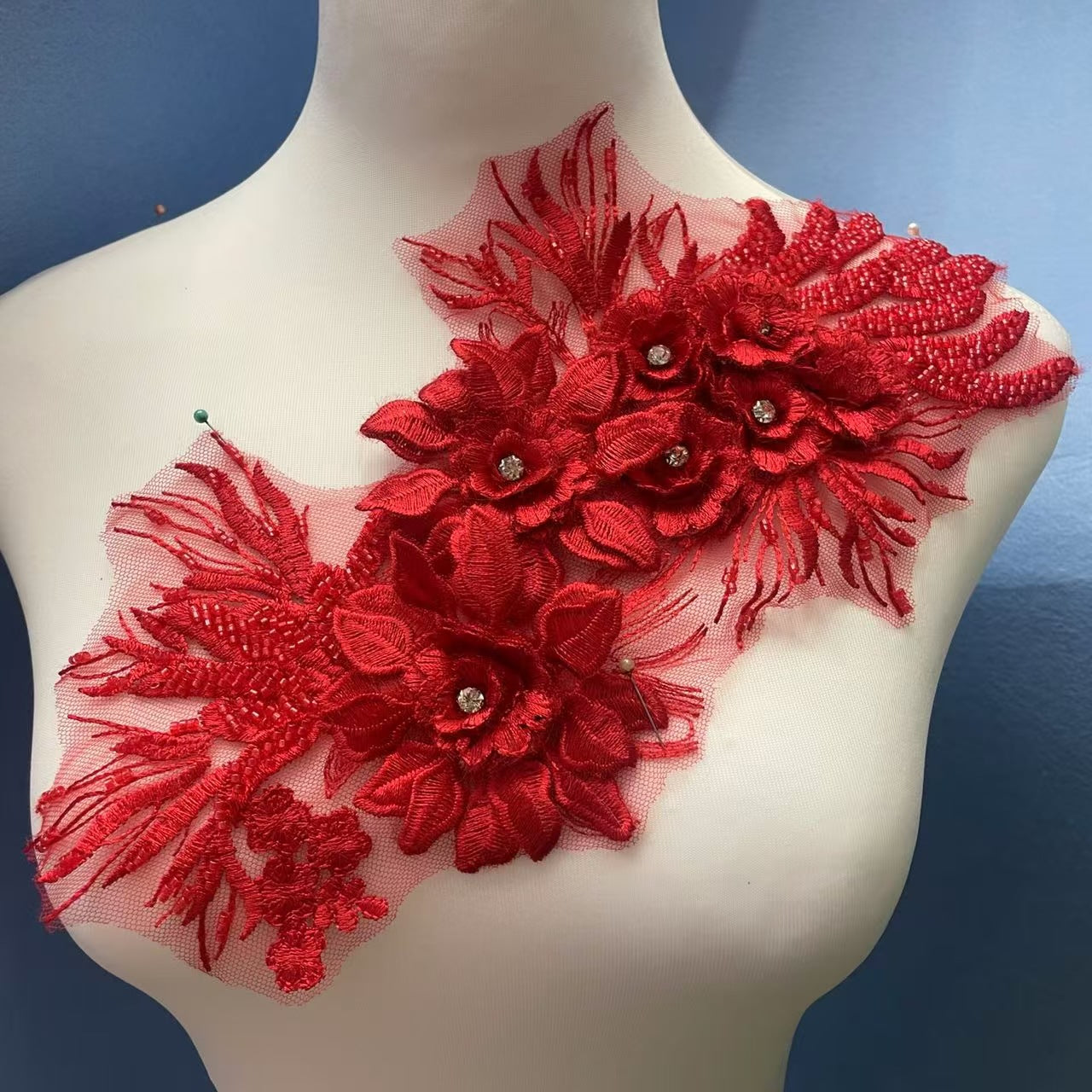 Multicolor Lace Trim with Embroidered Flowers, Beading & Crystal Glass Rhinestones – Sparkling DIY Appliqué for Wedding Dresses, Evening Gowns, Stage Costumes & Fashion Embellishment - Image 9