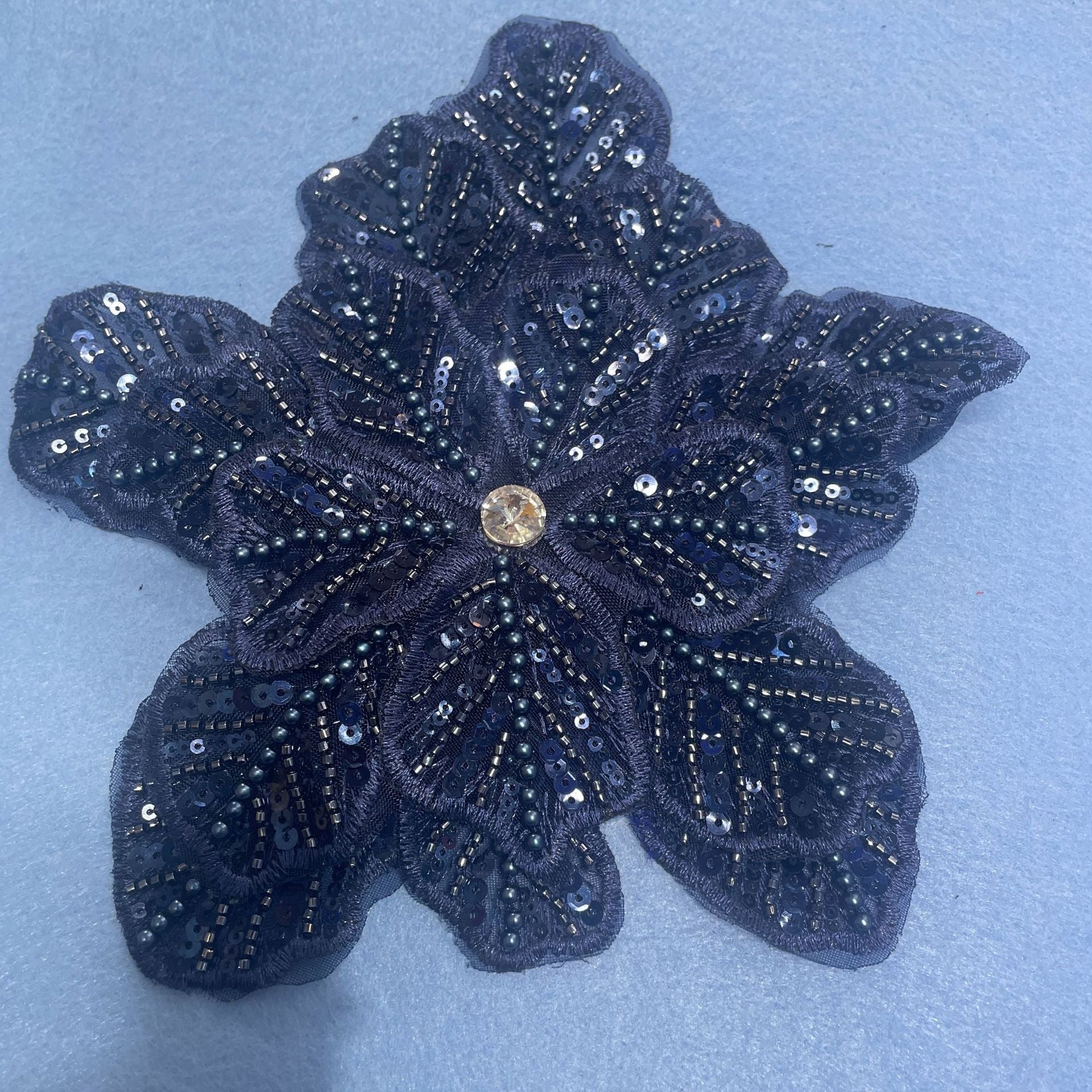 Large Floral Lace Appliqué Trim with Sequins & Beading – Embellished DIY Sew-On Embroidered Flower for Wedding Dresses, Evening Gowns & Bridal Fashion Accessories - Image 10