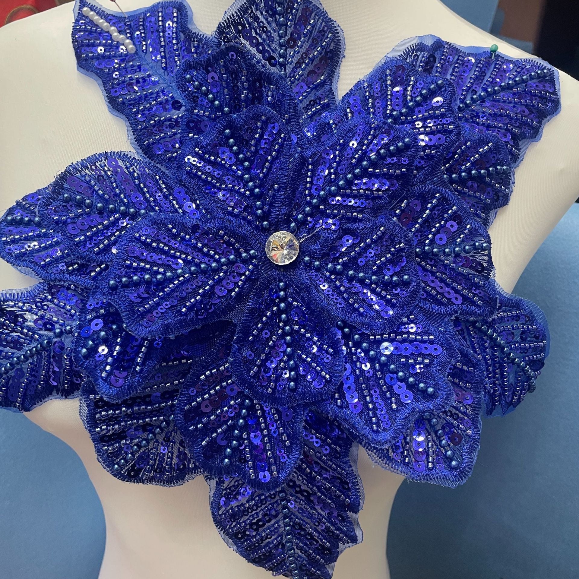3D Extra-Large Snowflake Appliqué with 4-Layer Stiff Tulle, Fully Beaded & Sequined – Bold DIY Embellishment for Winter Wedding Dresses, Evening Gowns, Festival Costumes & Fashion Craft Projects - Image 15