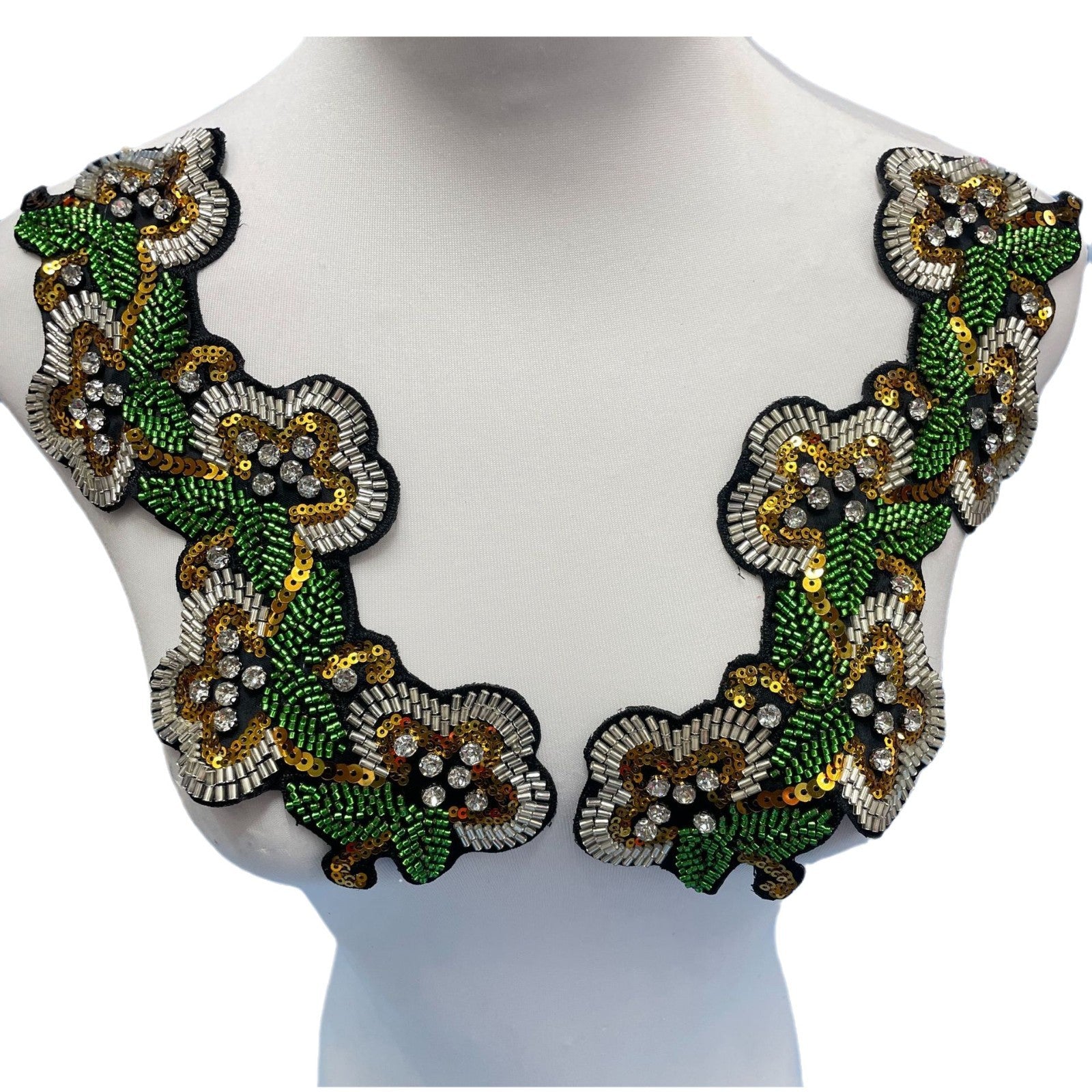 Multicolor Hand-Beaded Lace Appliqué with Seed Beads & Crystal Glass Rhinestones – Bohemian Ethnic Embroidered Patch for DIY Fashion, Jackets, Bags & Cultural Costume Embellishment - Image 5