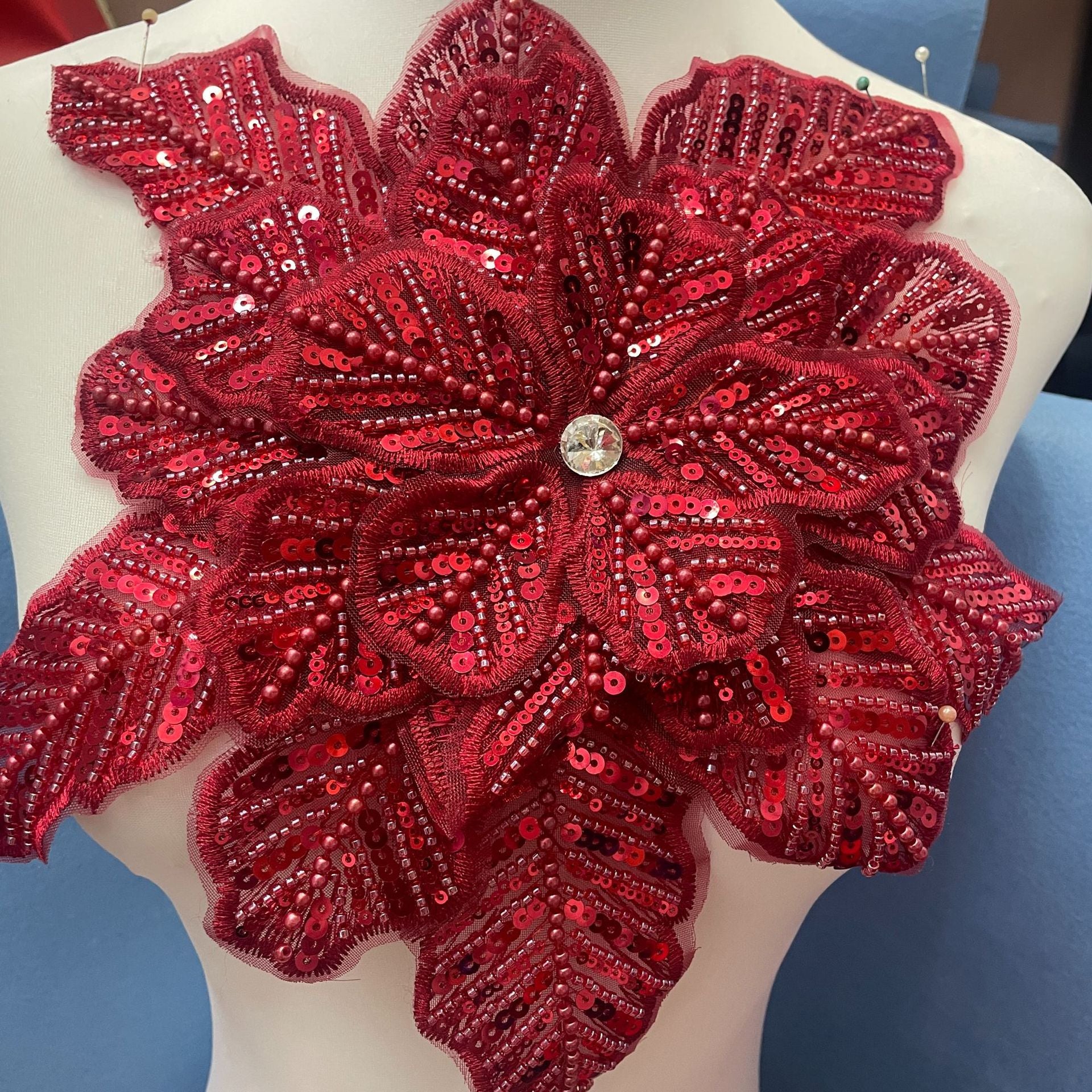 3D Extra-Large Snowflake Appliqué with 4-Layer Stiff Tulle, Fully Beaded & Sequined – Bold DIY Embellishment for Winter Wedding Dresses, Evening Gowns, Festival Costumes & Fashion Craft Projects - Image 11