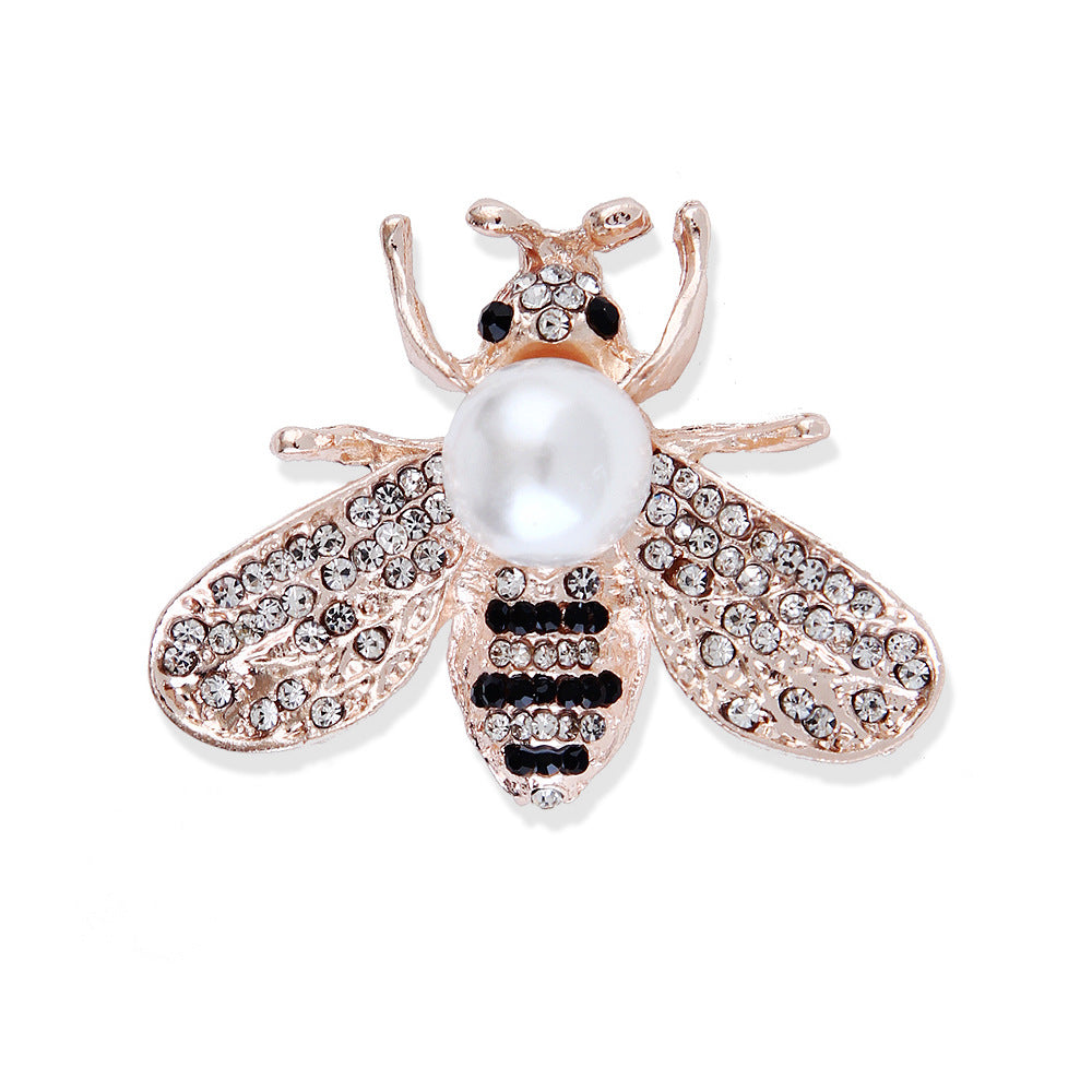 Korean Style 3D Eco-Friendly Alloy Pearl Full-Rhinestone Insect Bee Brooch Pin - Women's Fashion Lapel Accessory - Image 9