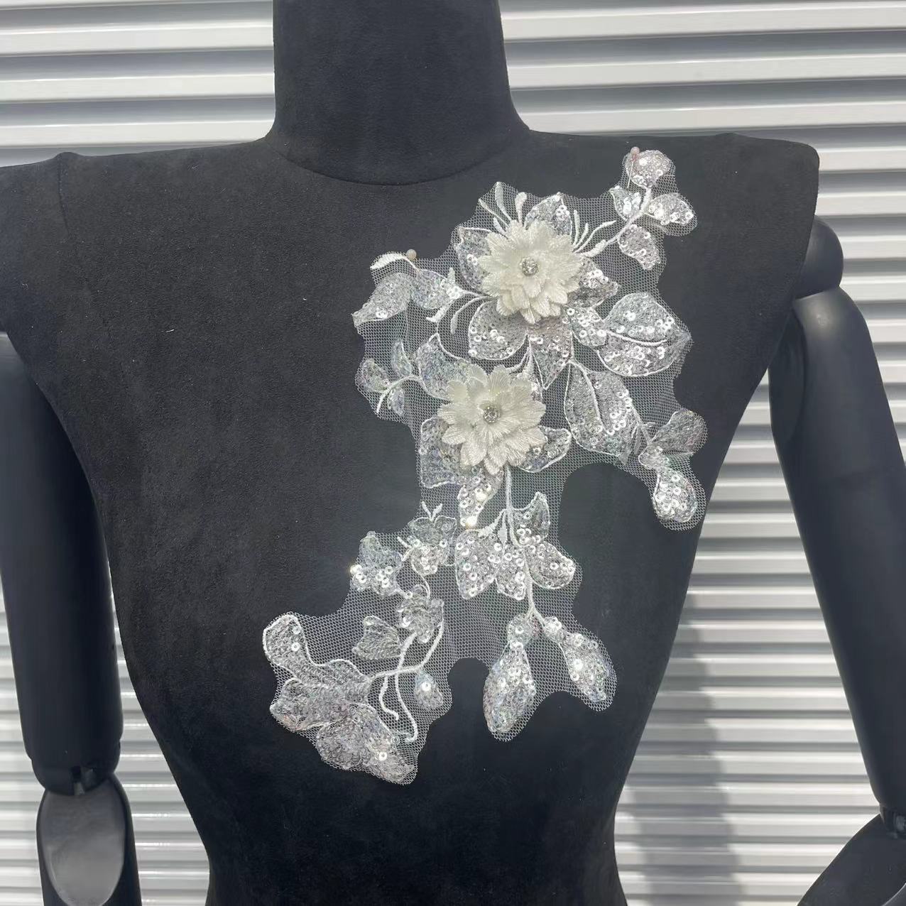 3D Floral Embroidered Appliqué for Wedding Dresses | Lace Trim Set - Image 6