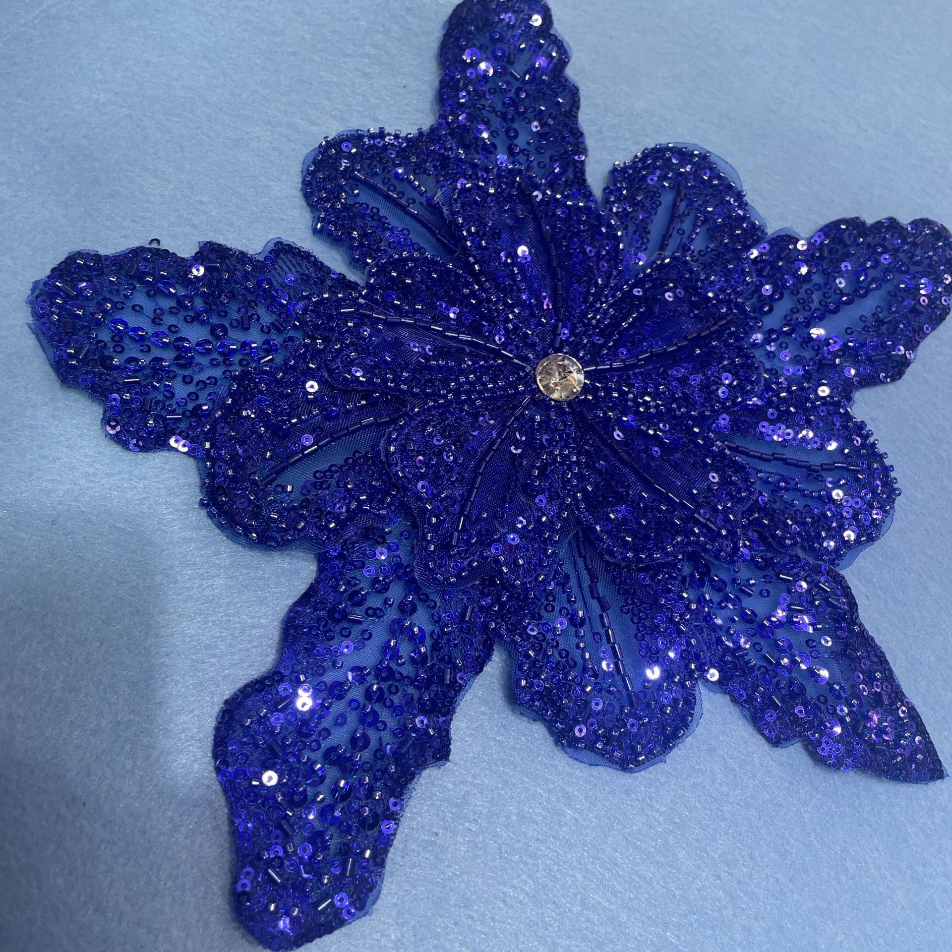 Multicolor Layered Sequin & Beaded 3D Floral Appliqué – Decorative Patch for Dresses, Evening Gowns & Bridal Fashion Accessories - Image 9