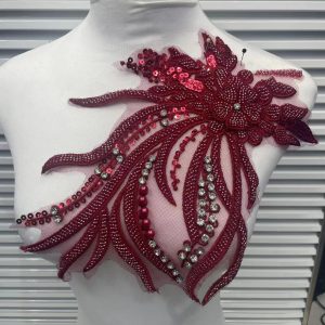 Beaded Sequin Lace Appliqué for Wedding Dresses | Floral Shoulder Trim