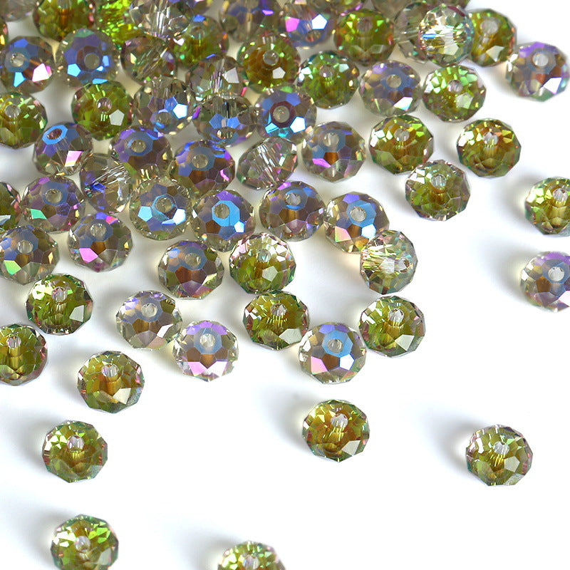 3A Plated Aurora Iridescent Glass Crystal Beads - Faceted Flat Round Loose Beads - Image 3