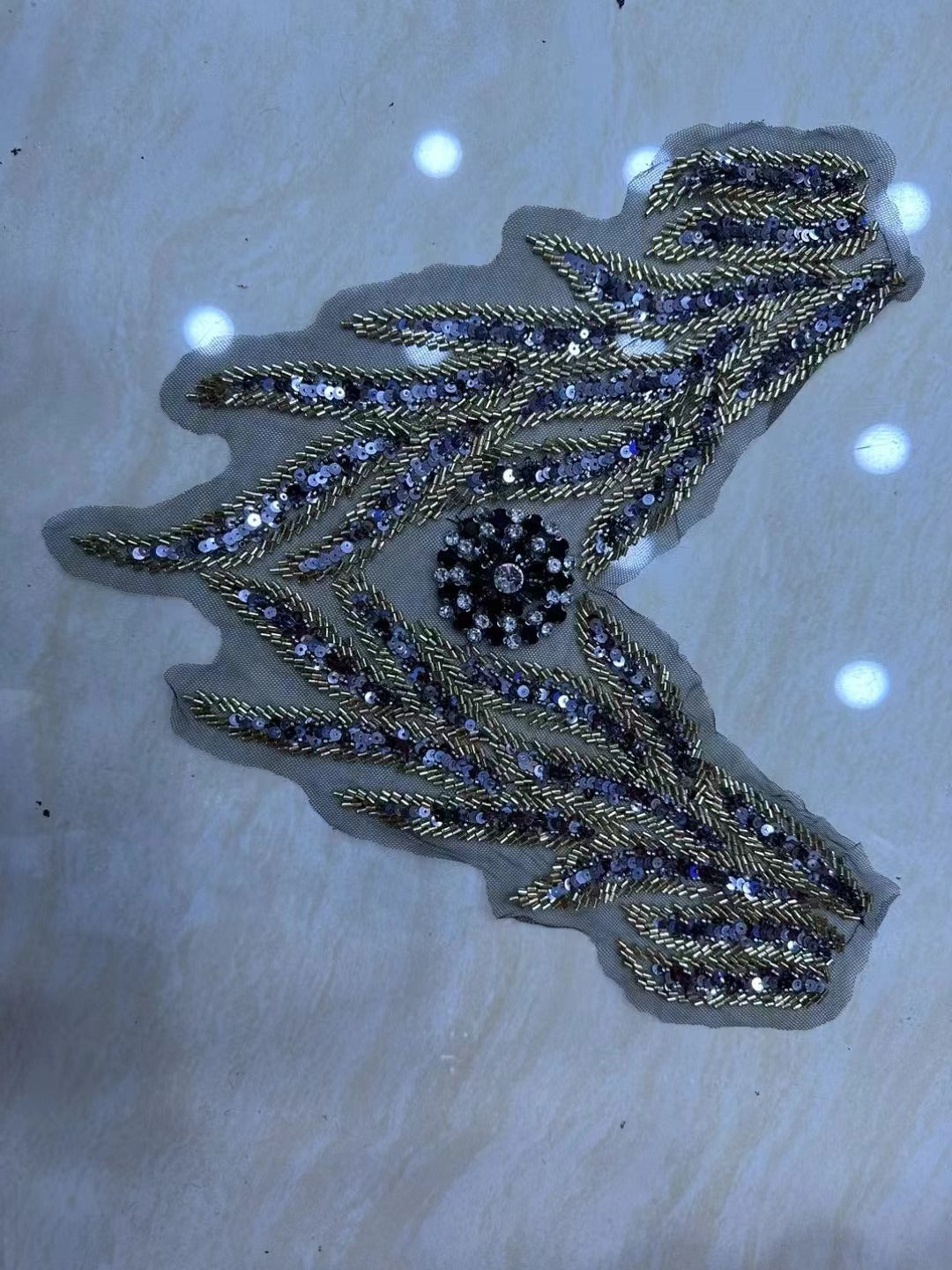Multicolor Hand-Beading Lace Trim with Crystal Glass Rhinestones & Seed Beads – Embellished DIY Appliqué for Wedding Dresses, Evening Gowns, Qipao & Bridal Fashion Sewing Projects - Image 7