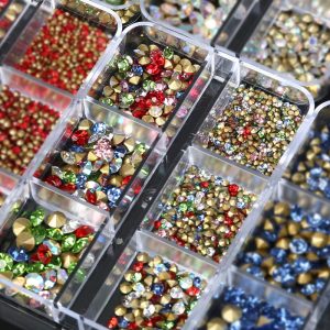 Best-selling Nail Art Piled Rhinestones: 6-grid Pointed-bottom Colorful Round Crystal Gems For Diy Nail Accessories