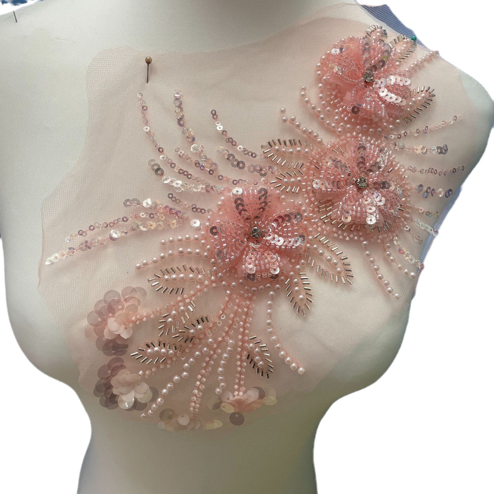 Multicolor Lace Trim with Embroidered Flowers, Sequins & Tube Beads – Heavy Beaded DIY Appliqué for Wedding Dresses, Evening Gowns, Stage Costumes & Bridal Fashion Sewing Projects - Image 5