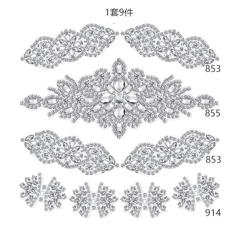 9 Pcs Rhinestone Applique Patches with Back Glue, Sparkling Iron-on Gems for Dancewear, Performance Costumes, Ice Skating Dress, Garment Embellishment - Image 6