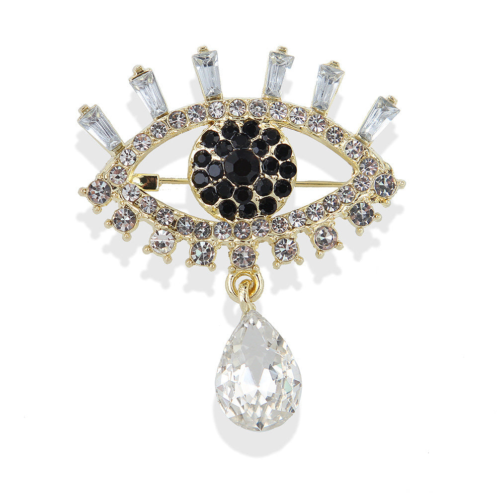 Korean Style Fashionable Crystal Teardrop Glasses with Diamond-Accented Alloy Brooch Pin Corsage for Men's & Women's Apparel Accessories (Eye-Themed) - Image 7
