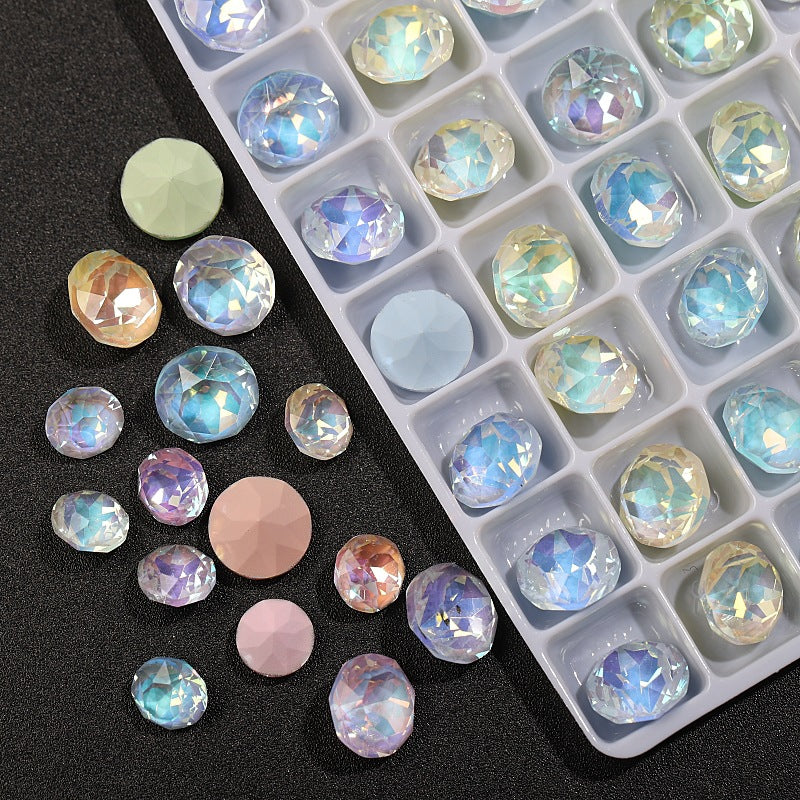 33-Facet 8mm Mocha Gradient Pointed-Back Nail Rhinestones – Mini Stacked Crystal Gems for DIY Manicure, Bag & Apparel Embellishments - Image 2