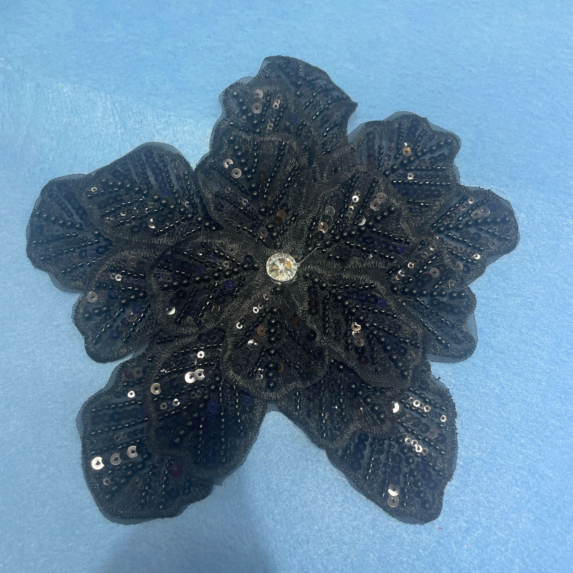 Large Floral Lace Appliqué Trim with Sequins & Beading – Embellished DIY Sew-On Embroidered Flower for Wedding Dresses, Evening Gowns & Bridal Fashion Accessories - Image 7