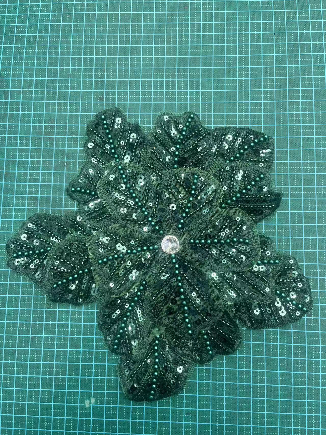 Large Floral Lace Appliqué Trim with Sequins & Beading – Embellished DIY Sew-On Embroidered Flower for Wedding Dresses, Evening Gowns & Bridal Fashion Accessories - Image 14