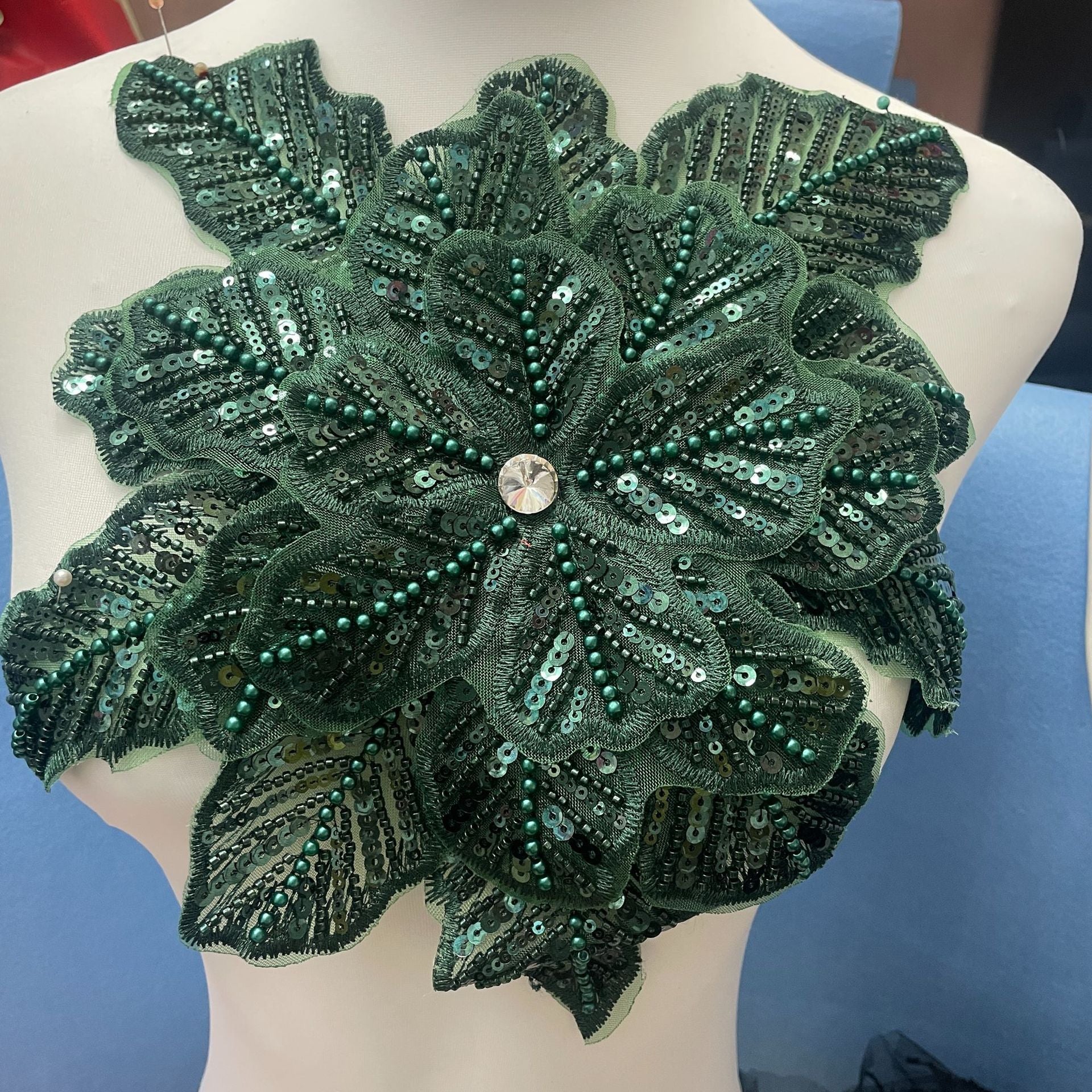 3D Extra-Large Snowflake Appliqué with 4-Layer Stiff Tulle, Fully Beaded & Sequined – Bold DIY Embellishment for Winter Wedding Dresses, Evening Gowns, Festival Costumes & Fashion Craft Projects - Image 14
