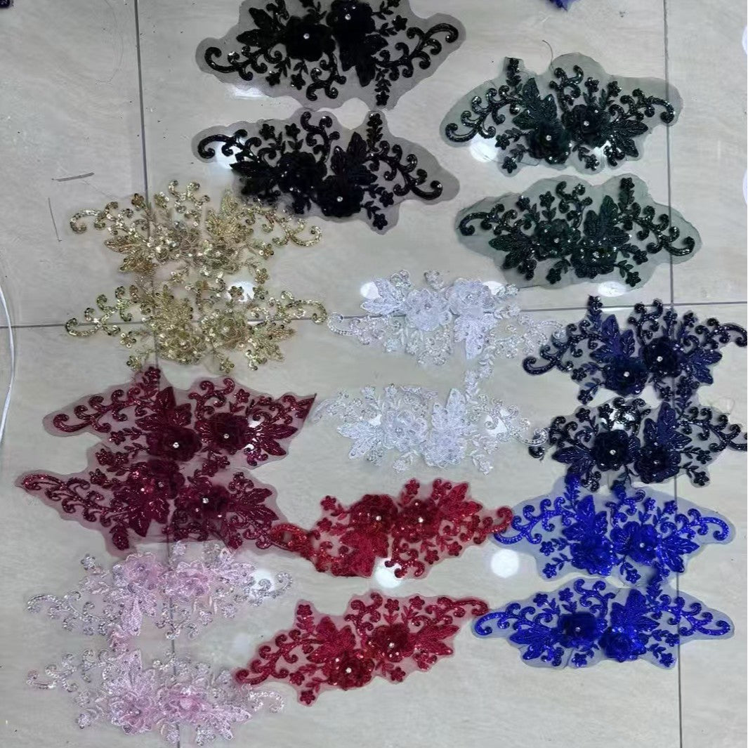 Multi-Color Large Floral Lace Applique - Hand-Sew DIY Embroidery Trim - Image 2