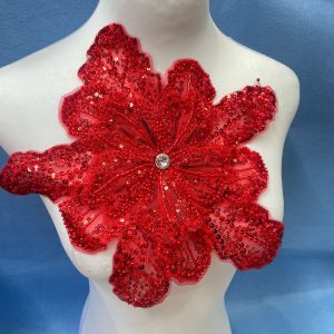 Multicolor Layered Sequin & Beaded 3D Floral Appliqué – Decorative Patch for Dresses, Evening Gowns & Bridal Fashion Accessories