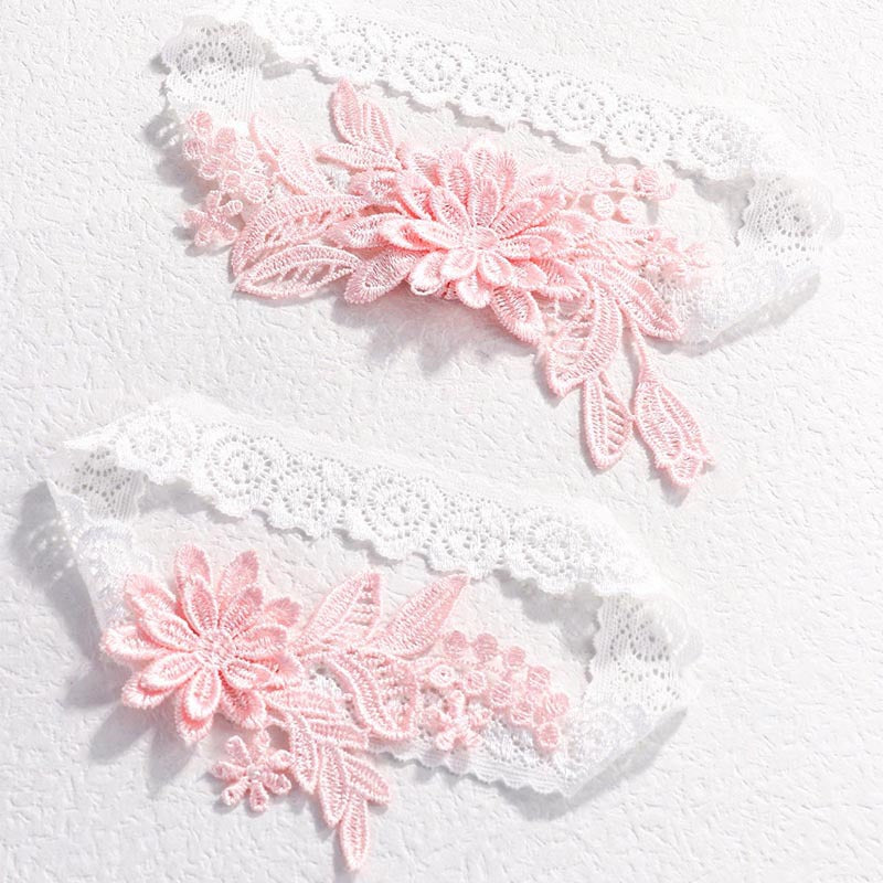 Bridal Garter Set, Light Blue 3d Flower Lace Garter Belt, Stretch Elastic Non-slip Wedding Garter For Bride - Image 4