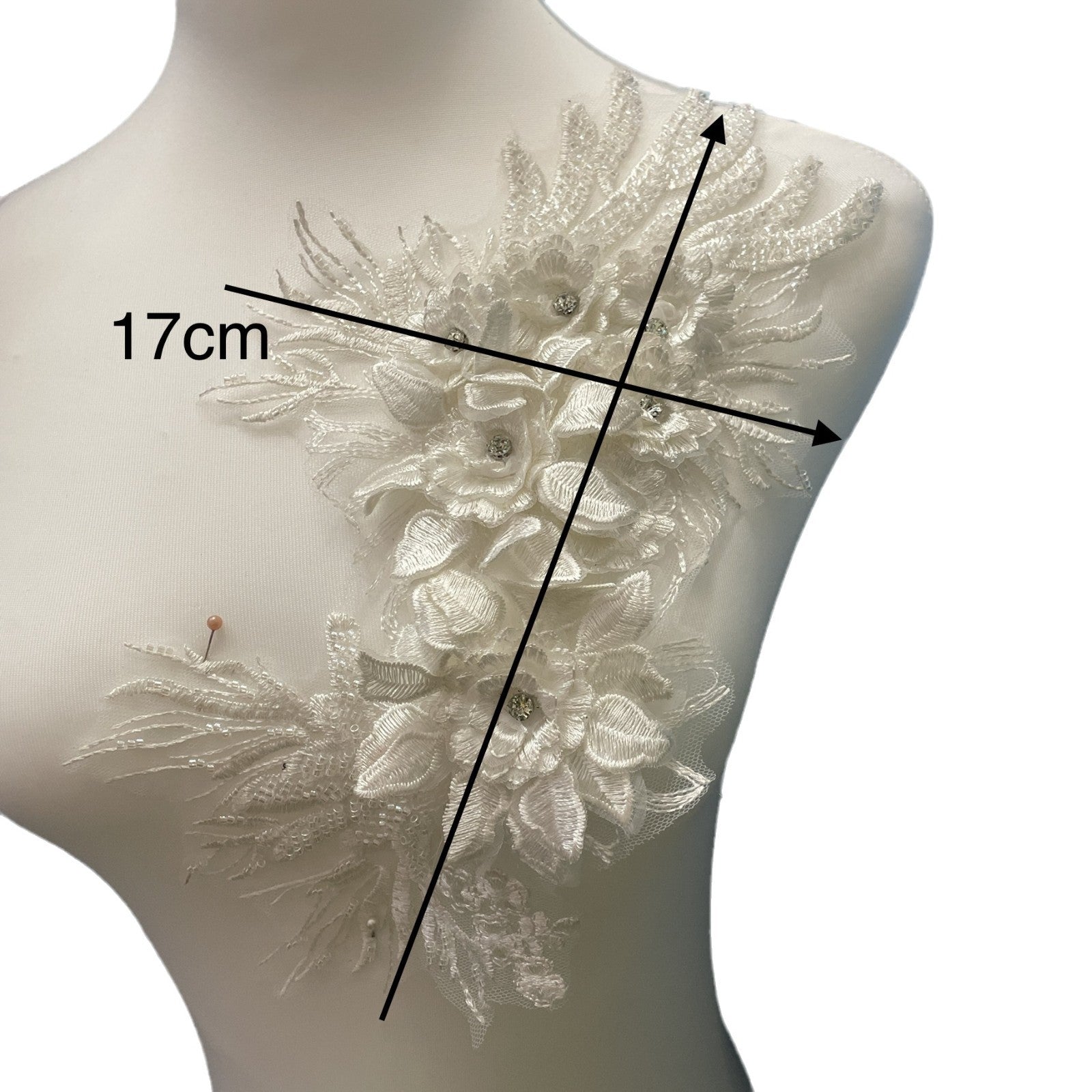 Multicolor Lace Trim with Embroidered Flowers, Beading & Crystal Glass Rhinestones – Sparkling DIY Appliqué for Wedding Dresses, Evening Gowns, Stage Costumes & Fashion Embellishment - Image 5