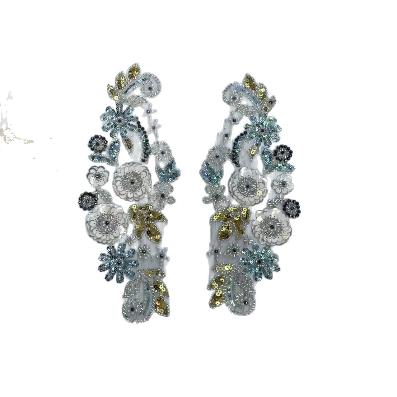 3D Beaded Floral Appliqué for Wedding Dresses | Crystal & Pearl Collar Trim - Image 5
