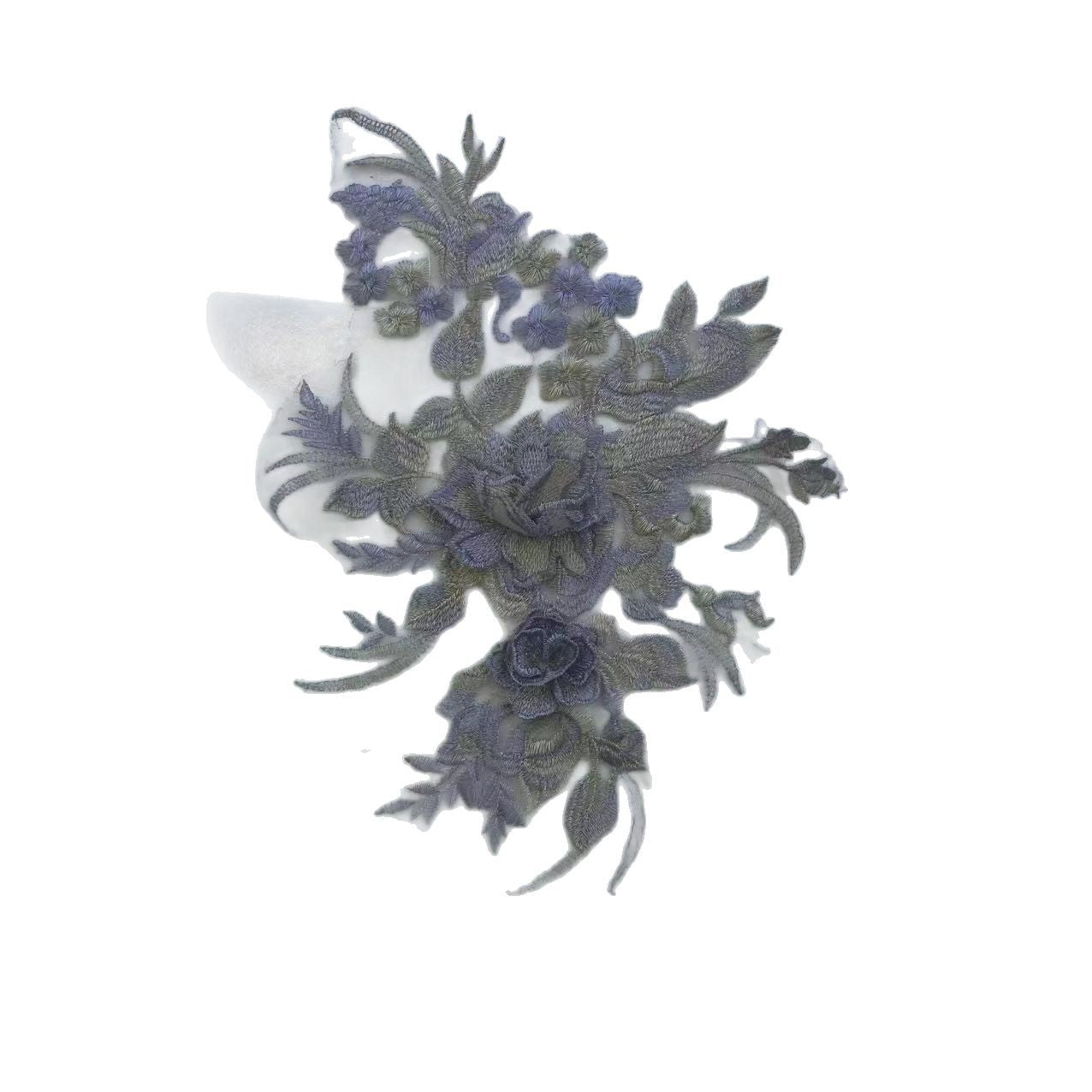 3D Beaded Floral Appliqué for Wedding Dresses | Sequin Tulle Trim - Image 5