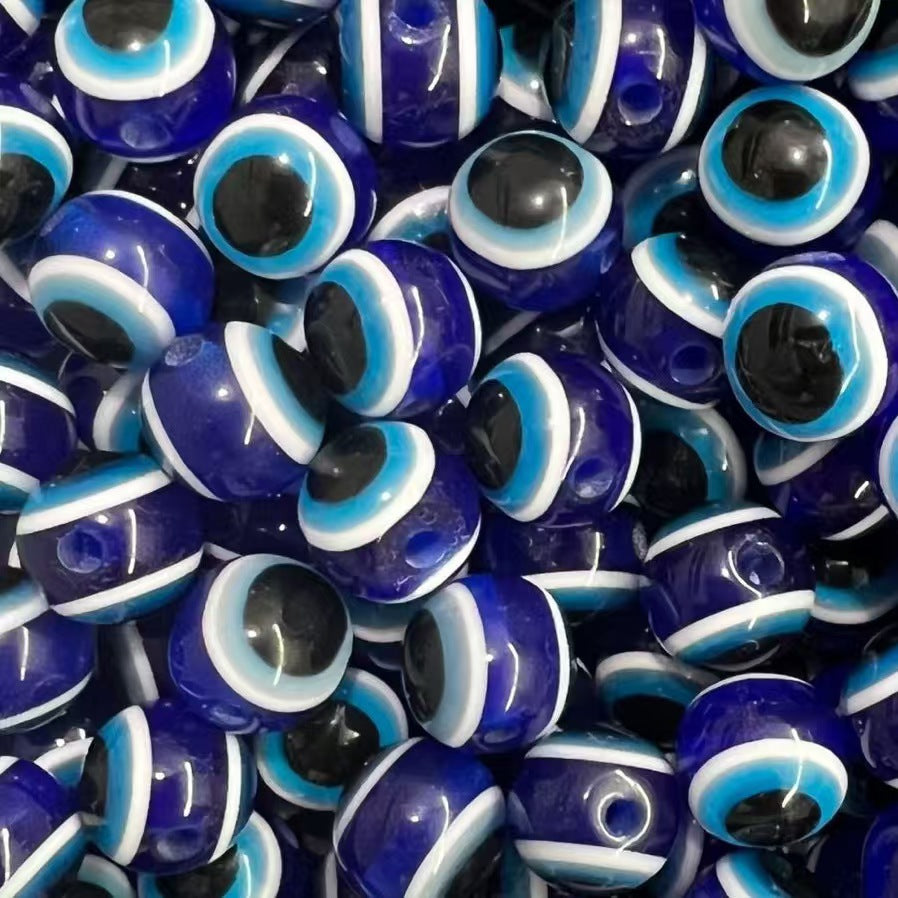 Resin Devil's Eye Beads - Turkish Blue Evil Eye Striped Loose Beads for DIY Jewelry - Image 2