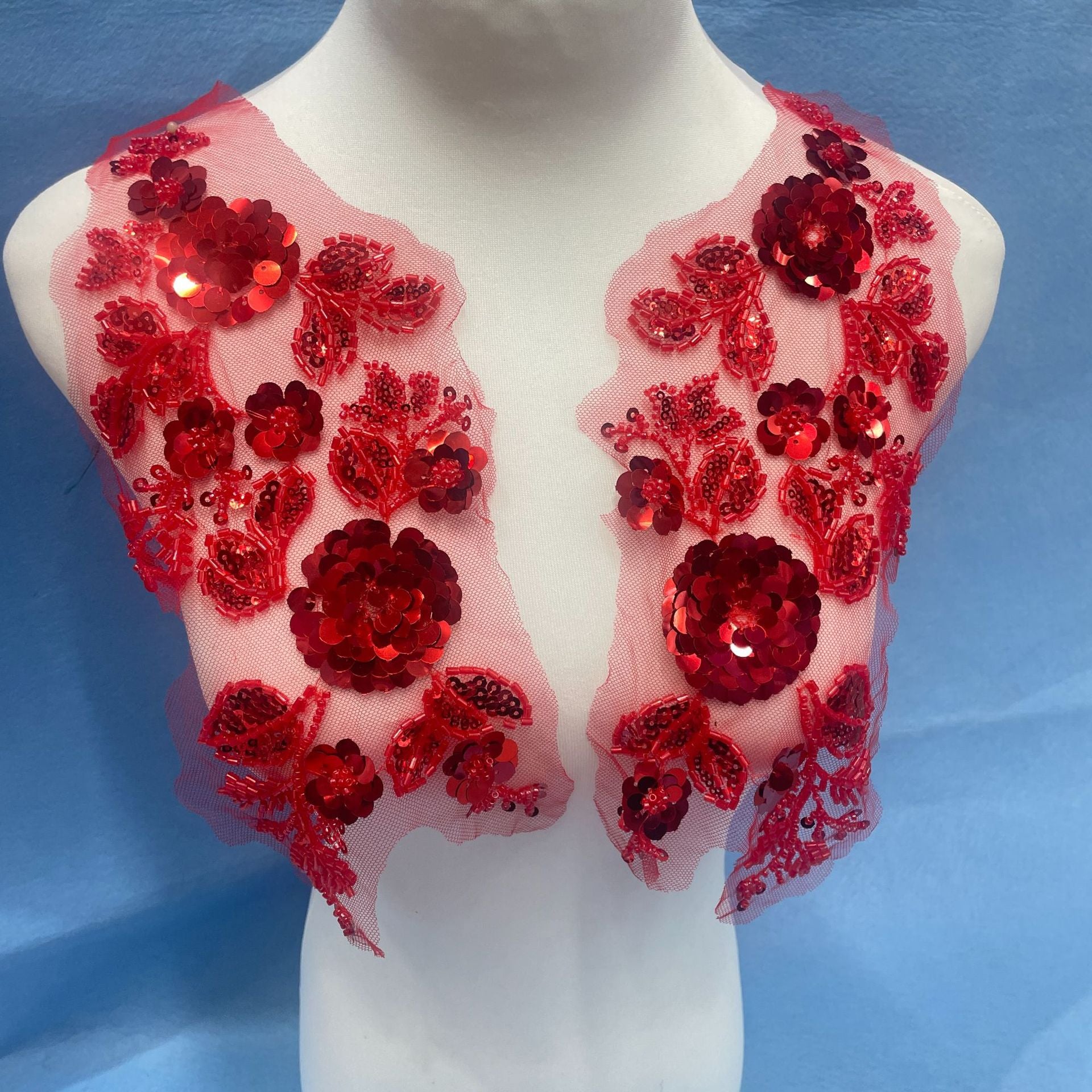 3D Lace Appliqué for Wedding Dresses | Beaded Sequin Floral Trim - Image 2