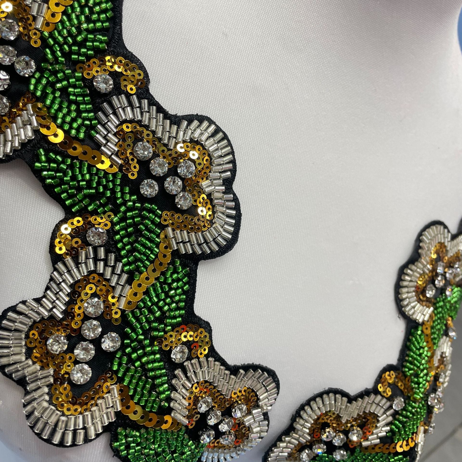 Multicolor Hand-Beaded Lace Appliqué with Seed Beads & Crystal Glass Rhinestones – Bohemian Ethnic Embroidered Patch for DIY Fashion, Jackets, Bags & Cultural Costume Embellishment - Image 4