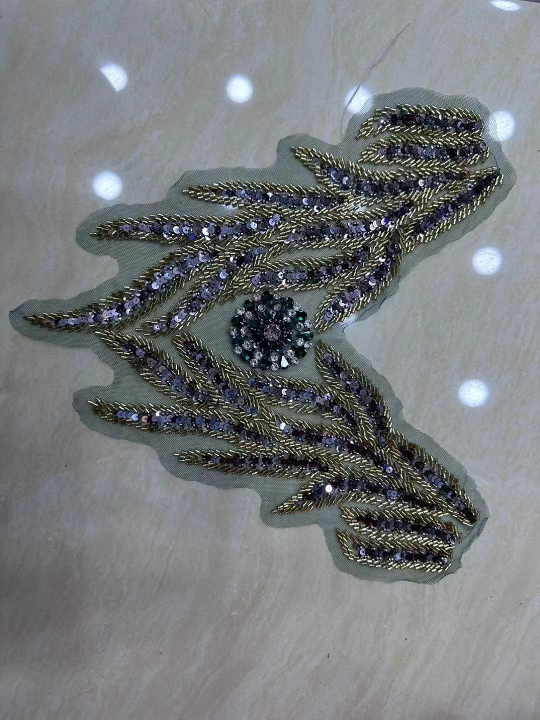 Multicolor Hand-Beading Lace Trim with Crystal Glass Rhinestones & Seed Beads – Embellished DIY Appliqué for Wedding Dresses, Evening Gowns, Qipao & Bridal Fashion Sewing Projects - Image 9