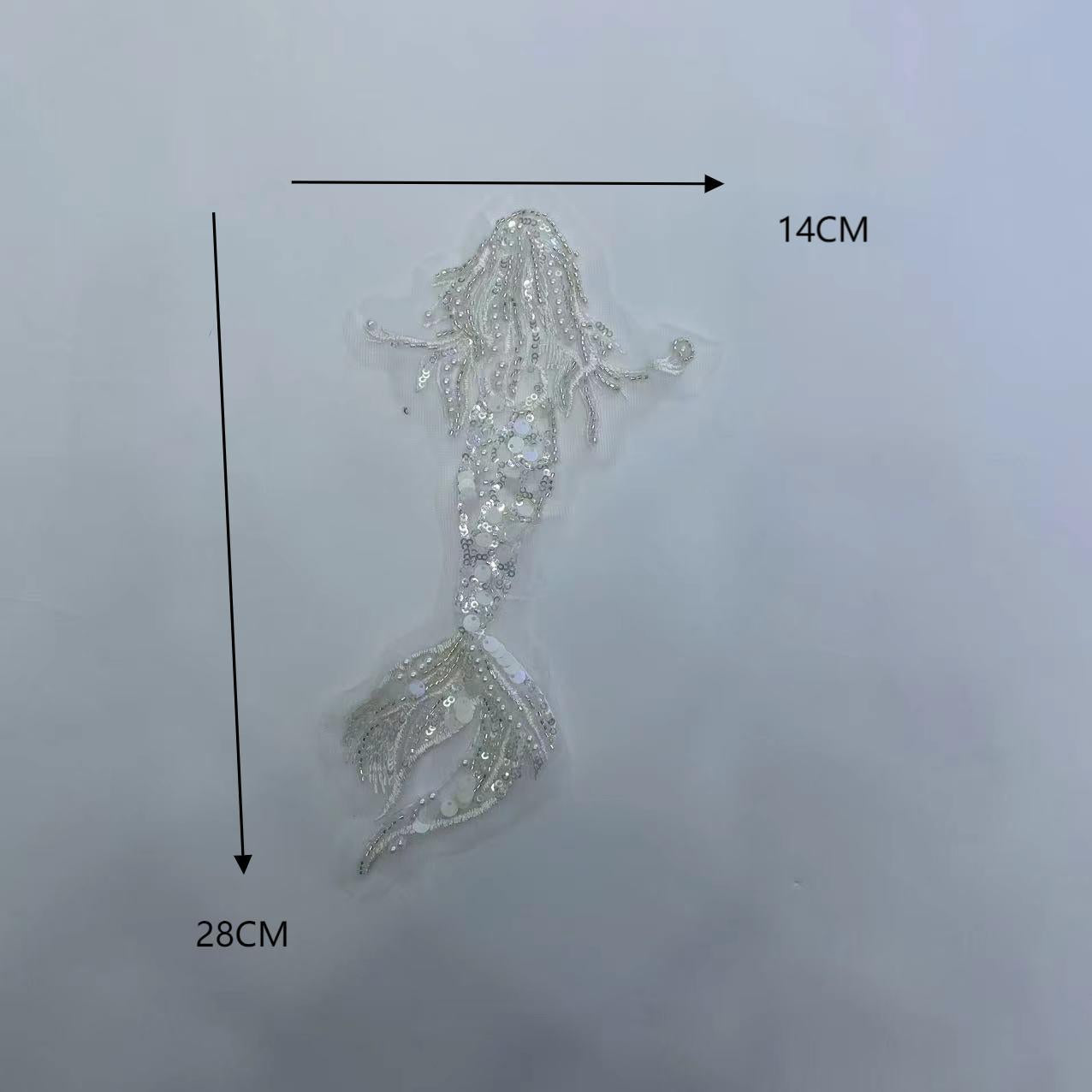 Koi Fish Inspired Heavy Embellishment Trim – Lustrous White Shell Pearls, Tiny Seed Beads & Silver Thread Appliqué for Bridal Gowns, Evening Wear & Luxury DIY Fashion Accessories - Image 2