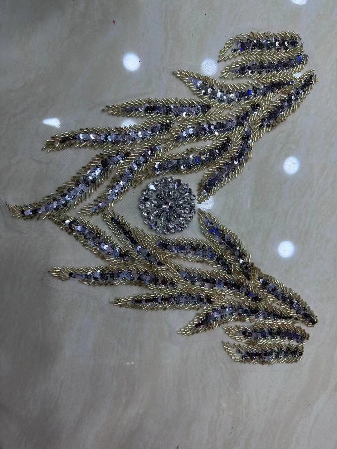 Multicolor Hand-Beading Lace Trim with Crystal Glass Rhinestones & Seed Beads – Embellished DIY Appliqué for Wedding Dresses, Evening Gowns, Qipao & Bridal Fashion Sewing Projects - Image 6