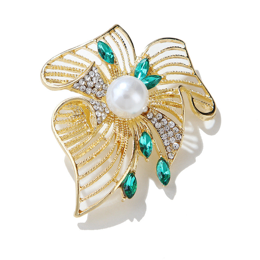 Luxury Vintage Emerald Pearl Brooch Pin | Heavy-Duty Niche Elegant Women's Accessory - Image 6