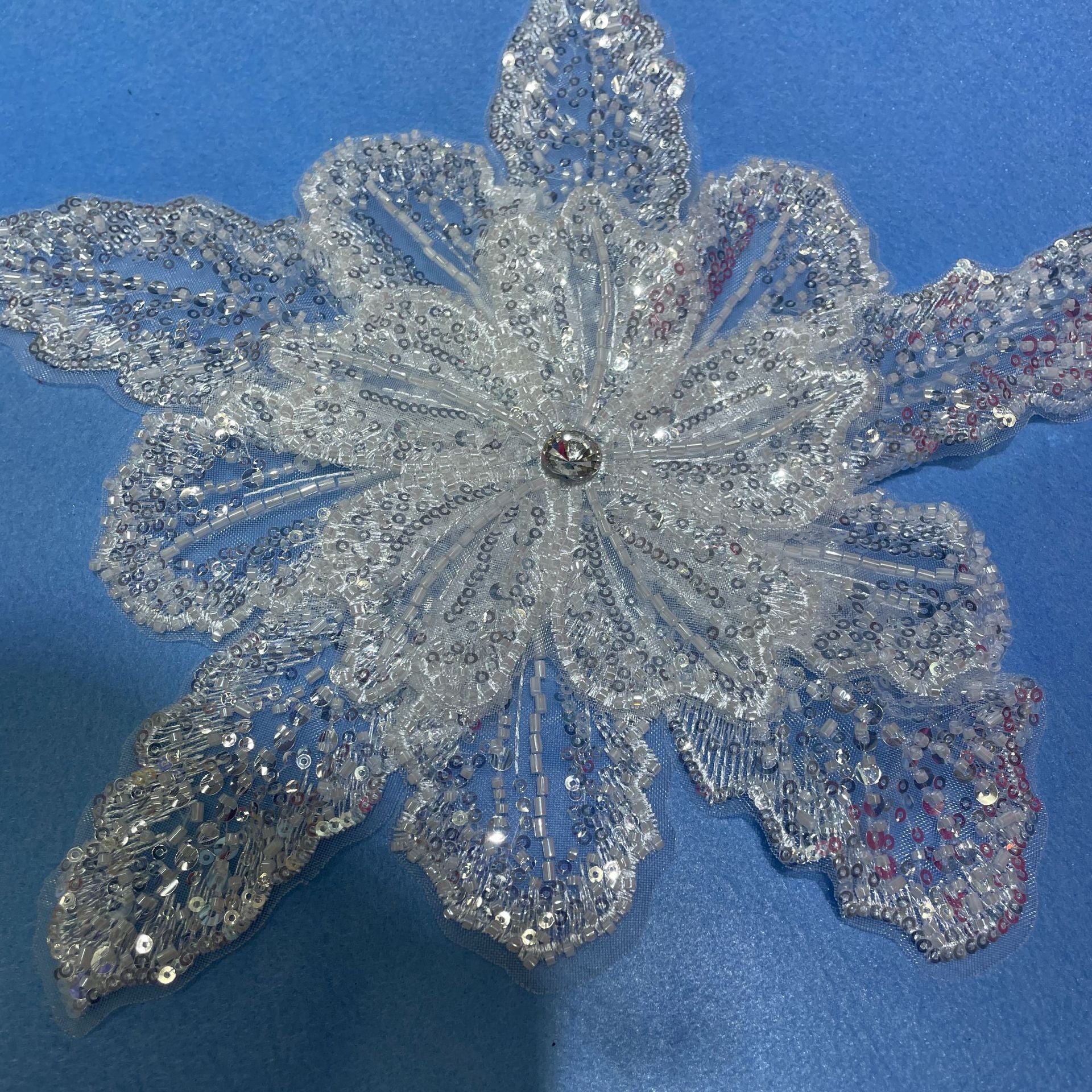 Multicolor Layered Sequin & Beaded 3D Floral Appliqué – Decorative Patch for Dresses, Evening Gowns & Bridal Fashion Accessories - Image 6