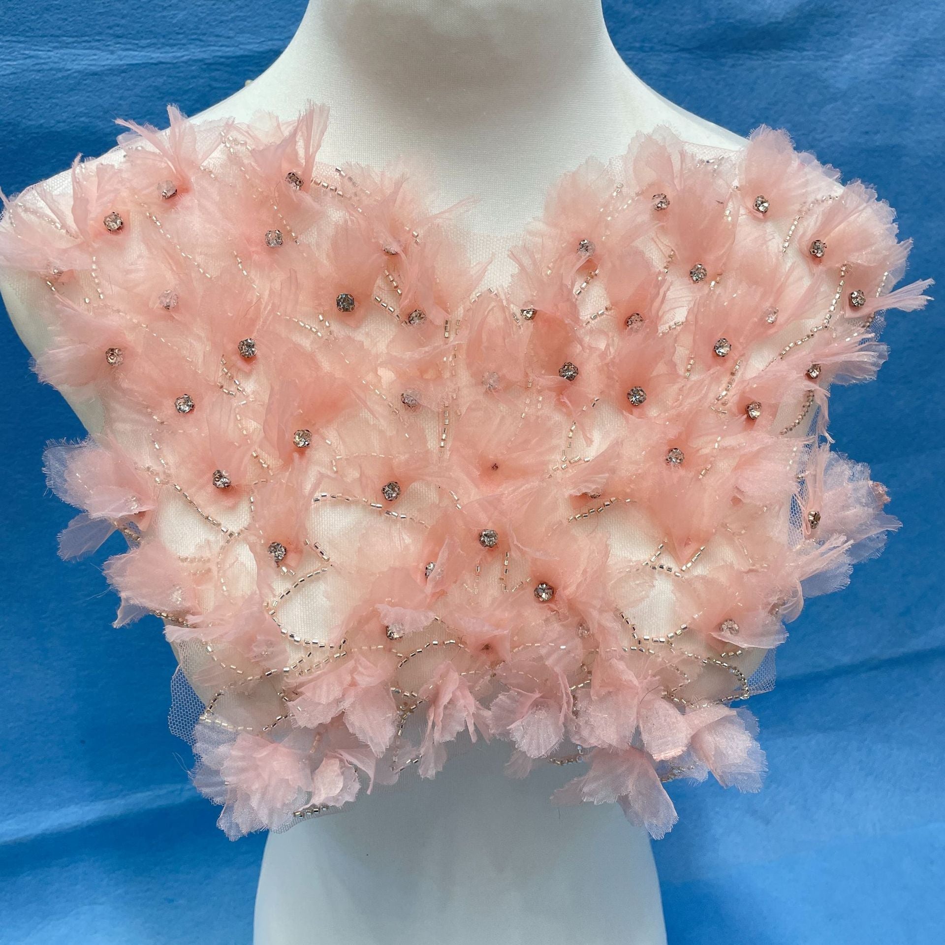 Ultra-Embellished Boho-Chic Bustier Floral Appliqué – Heavy Beaded & Sparkling DIY Trim for Evening Gowns, Stage Costumes & Ethereal Bridal Fashion Accessories - Image 9