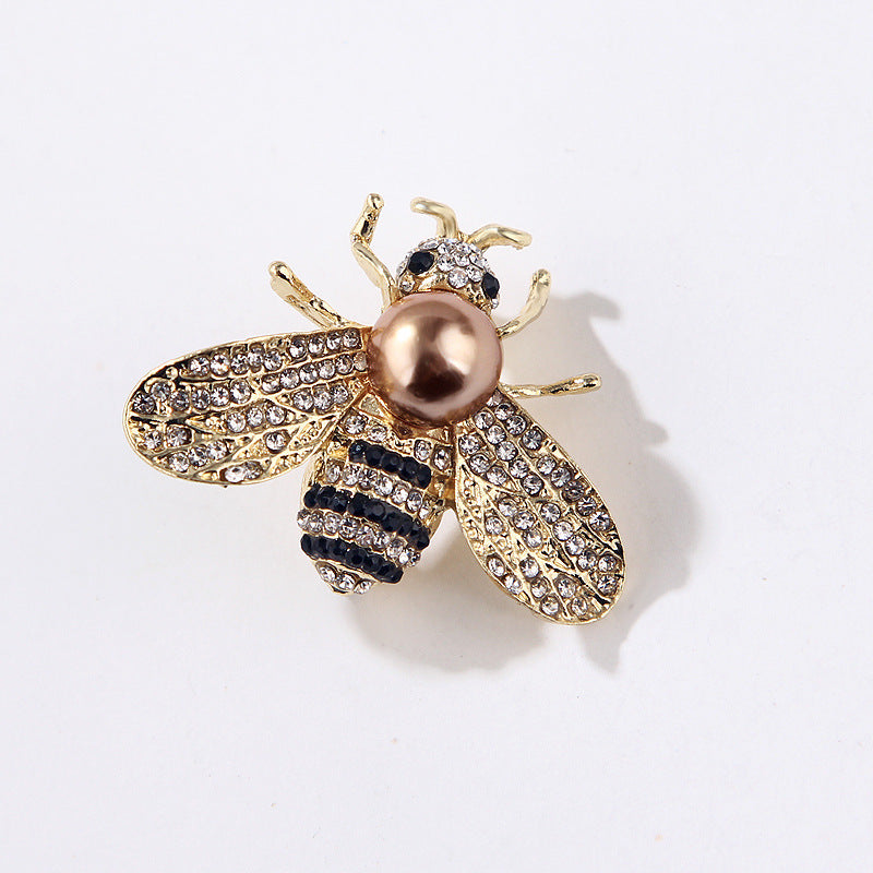Korean Style 3D Eco-Friendly Alloy Pearl Full-Rhinestone Insect Bee Brooch Pin - Women's Fashion Lapel Accessory - Image 11