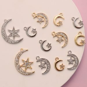 Vintage Star Moon Hollow Pendant Handmade Star Moon Pendant Bracelet Necklace Accessories DIY Alloy Accessories