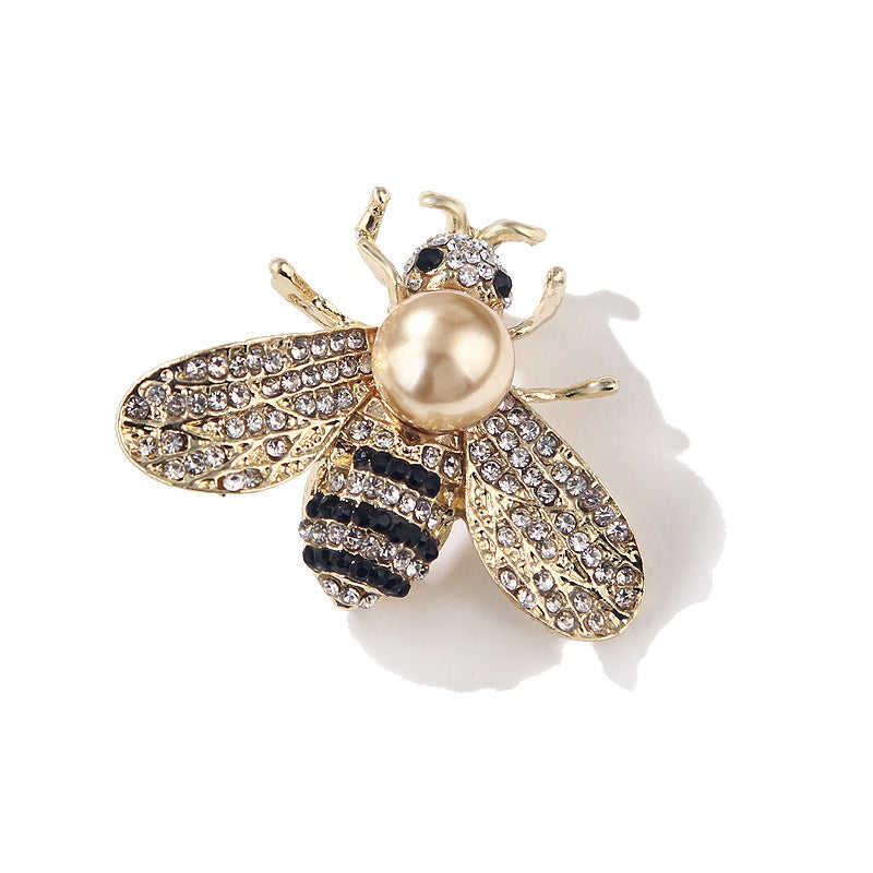 Korean Style 3D Eco-Friendly Alloy Pearl Full-Rhinestone Insect Bee Brooch Pin - Women's Fashion Lapel Accessory - Image 7