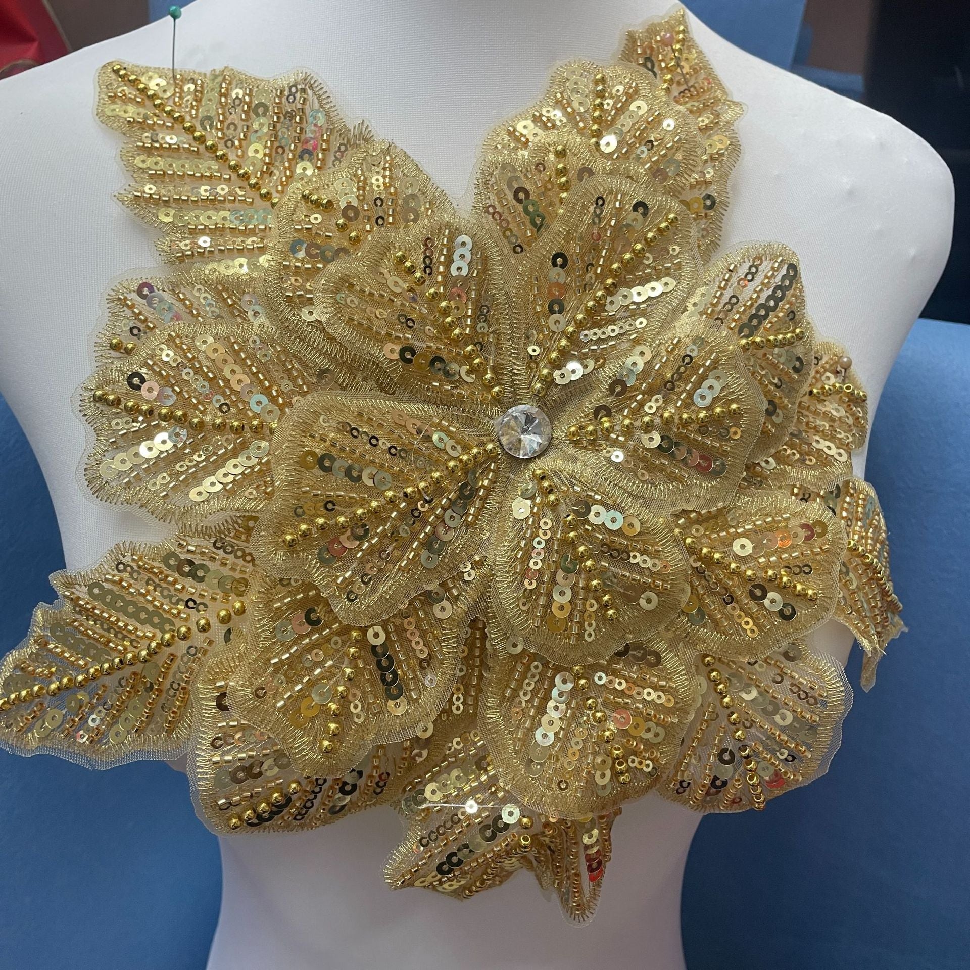 3D Extra-Large Snowflake Appliqué with 4-Layer Stiff Tulle, Fully Beaded & Sequined – Bold DIY Embellishment for Winter Wedding Dresses, Evening Gowns, Festival Costumes & Fashion Craft Projects - Image 13