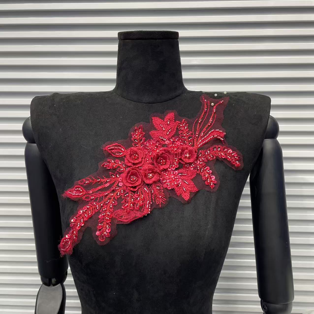 3D Embroidered Floral Lace Appliqué | Wedding Dress Trim - Image 4