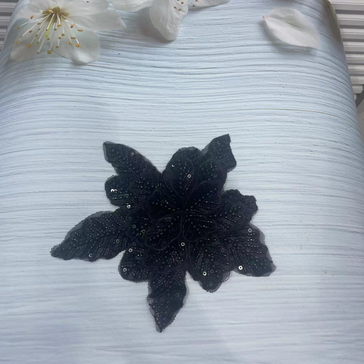 Large Floral Lace Appliqué for Wedding Dresses | Beaded Sequin Trim - Image 2
