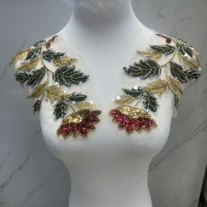 Multicolor Floral Lace Trim with Beaded & Rhinestone Embellishment – Sparkling Appliqué for Wedding Dresses, Evening Gowns & Bridal DIY Sewing Projects