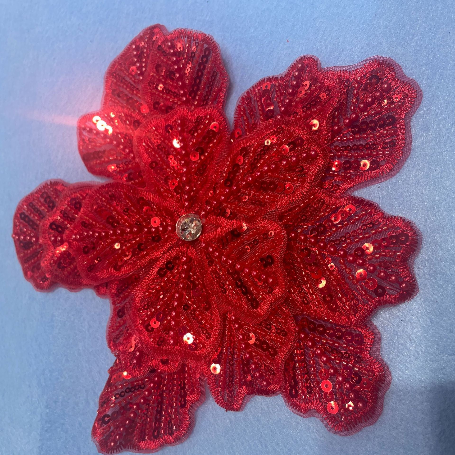 Large Floral Lace Appliqué Trim with Sequins & Beading – Embellished DIY Sew-On Embroidered Flower for Wedding Dresses, Evening Gowns & Bridal Fashion Accessories - Image 11