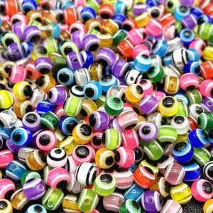 Resin Devil's Eye Beads - Turkish Blue Evil Eye Striped Loose Beads for DIY Jewelry