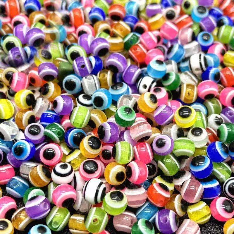 Resin Devil's Eye Beads - Turkish Blue Evil Eye Striped Loose Beads for DIY Jewelry - Image 7