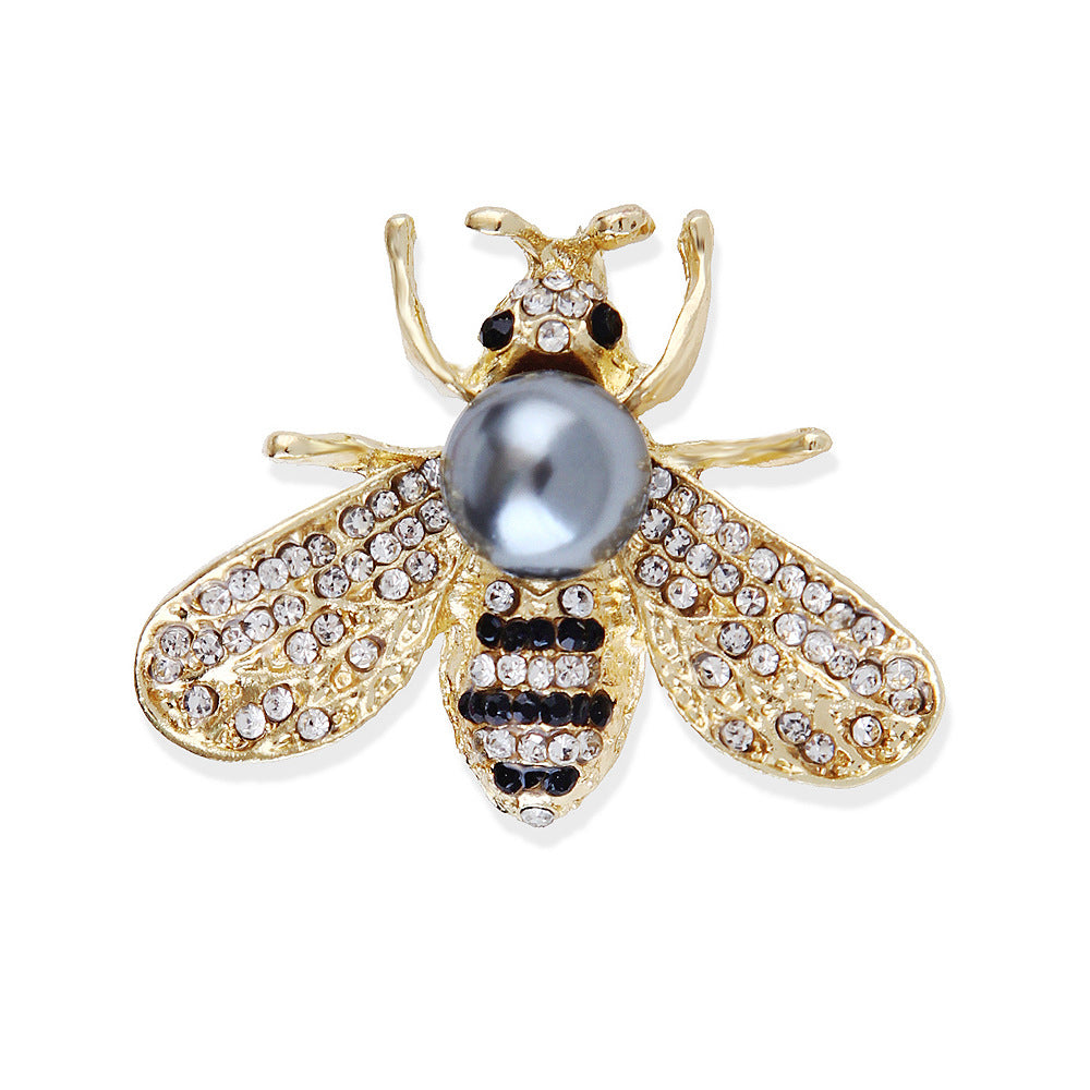 Korean Style 3D Eco-Friendly Alloy Pearl Full-Rhinestone Insect Bee Brooch Pin - Women's Fashion Lapel Accessory - Image 10