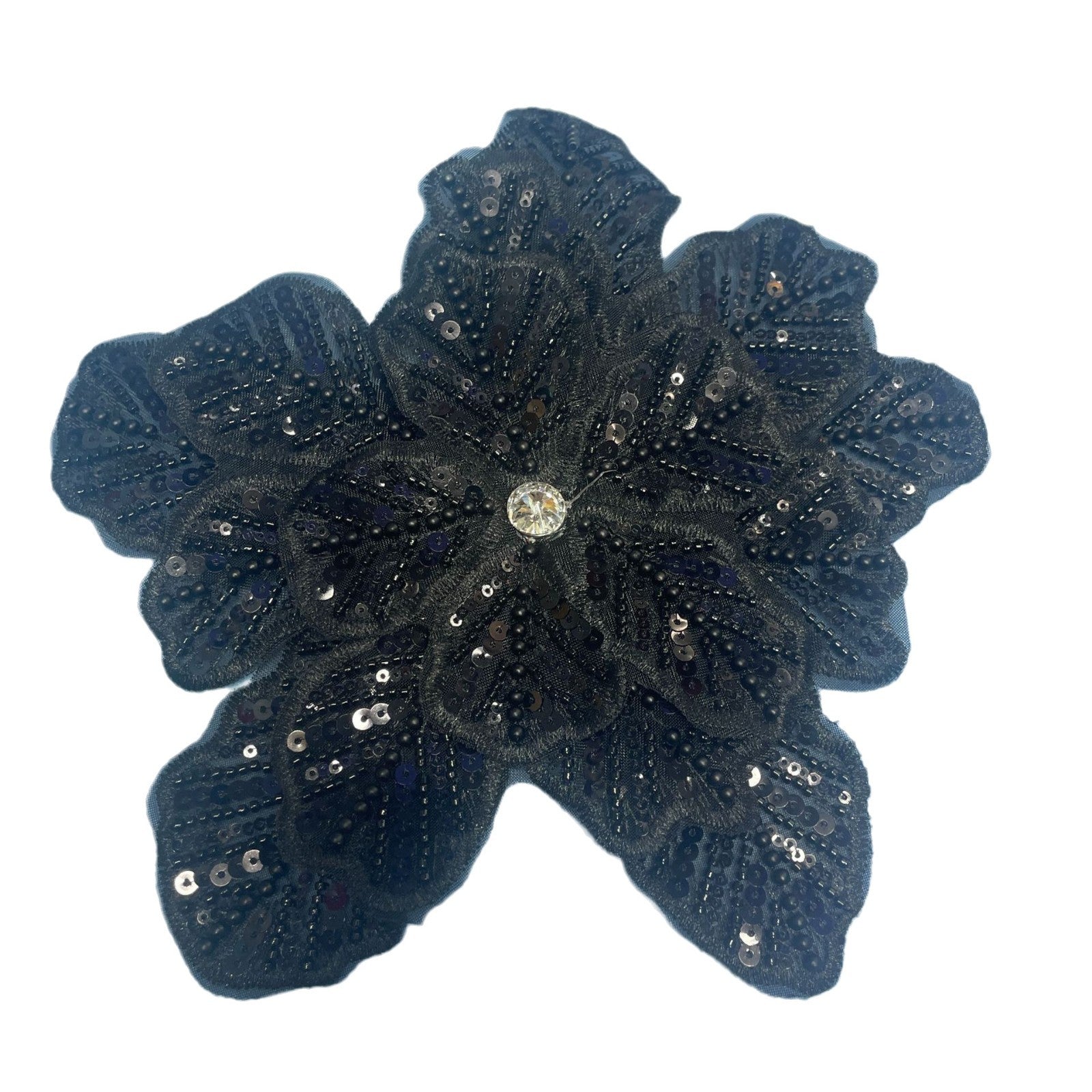 Large Floral Lace Appliqué Trim with Sequins & Beading – Embellished DIY Sew-On Embroidered Flower for Wedding Dresses, Evening Gowns & Bridal Fashion Accessories - Image 5