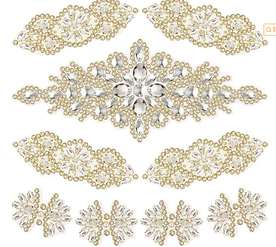 9 Pcs Rhinestone Applique Patches with Back Glue, Sparkling Iron-on Gems for Dancewear, Performance Costumes, Ice Skating Dress, Garment Embellishment - Image 7
