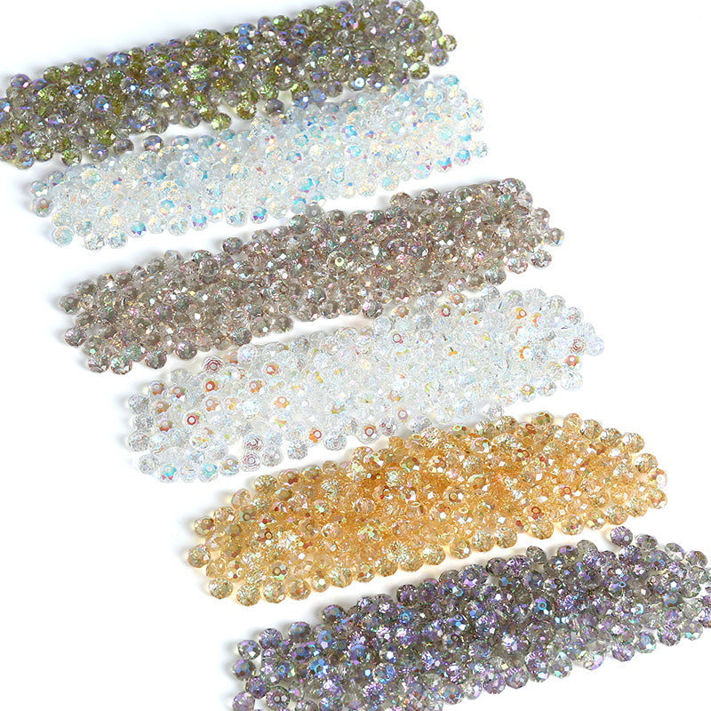 3A Plated Aurora Iridescent Glass Crystal Beads - Faceted Flat Round Loose Beads - Image 4